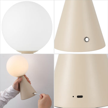 Macie 11.75" Modern Minimalist Globe Rechargeable/Cordless Dimmable Integrated LED Table Lamp with Touch Sensor